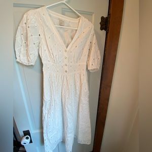 White eyelet midi dress